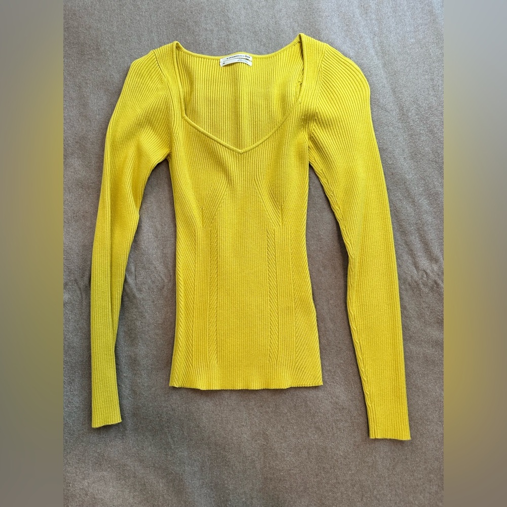 Anthropologie Mustard Ribbed Knit Top